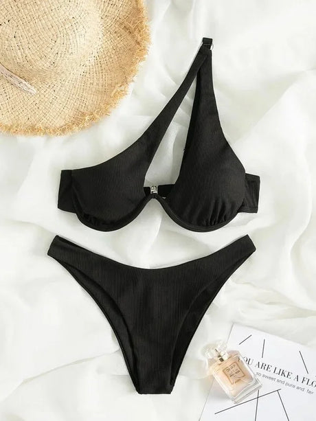 Sexy Bikinis Swimsuits Cut Out Women's Swimwear 2025 One Shoulder Biquini High Cut Bathing Suits Push Up Beach Bikini Set