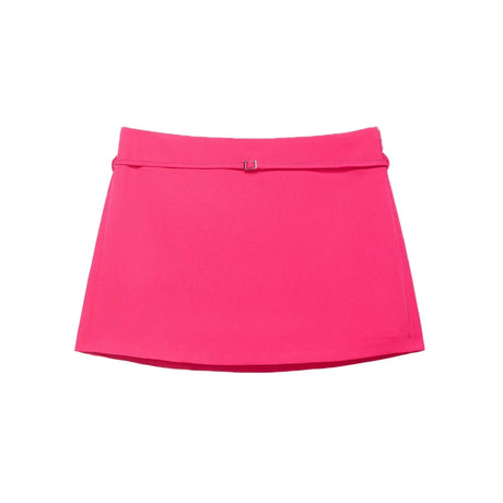 Women's Solid Color Skort with Belt Side Zipper Casual Shorts Skirts Fashionable And Stylish Women's Clothing