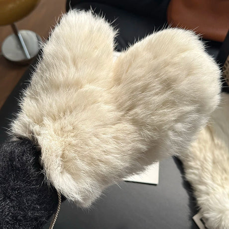 Hot Sale Women's 100% Natural Rabbit Fur Winter Gloves Warm Knit Thick Thermal Mittens Soft Real Fur Outdoor Cold Weather Glove