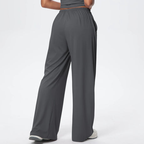 Women Quick Drying Wide Leg Yoga Pants Loose Yoga Pants High Waist With Pockets Fitness Sport Gym Workout Drawstring Full Length