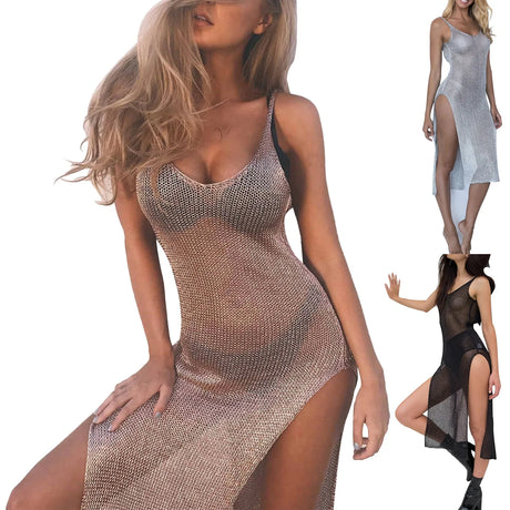 Mesh Cover Up Tunic Bikini Top Women'S Hollowed Out Beach Smock Holiday Beach Bikini Outside Smock Kostium Kapielowy Damski