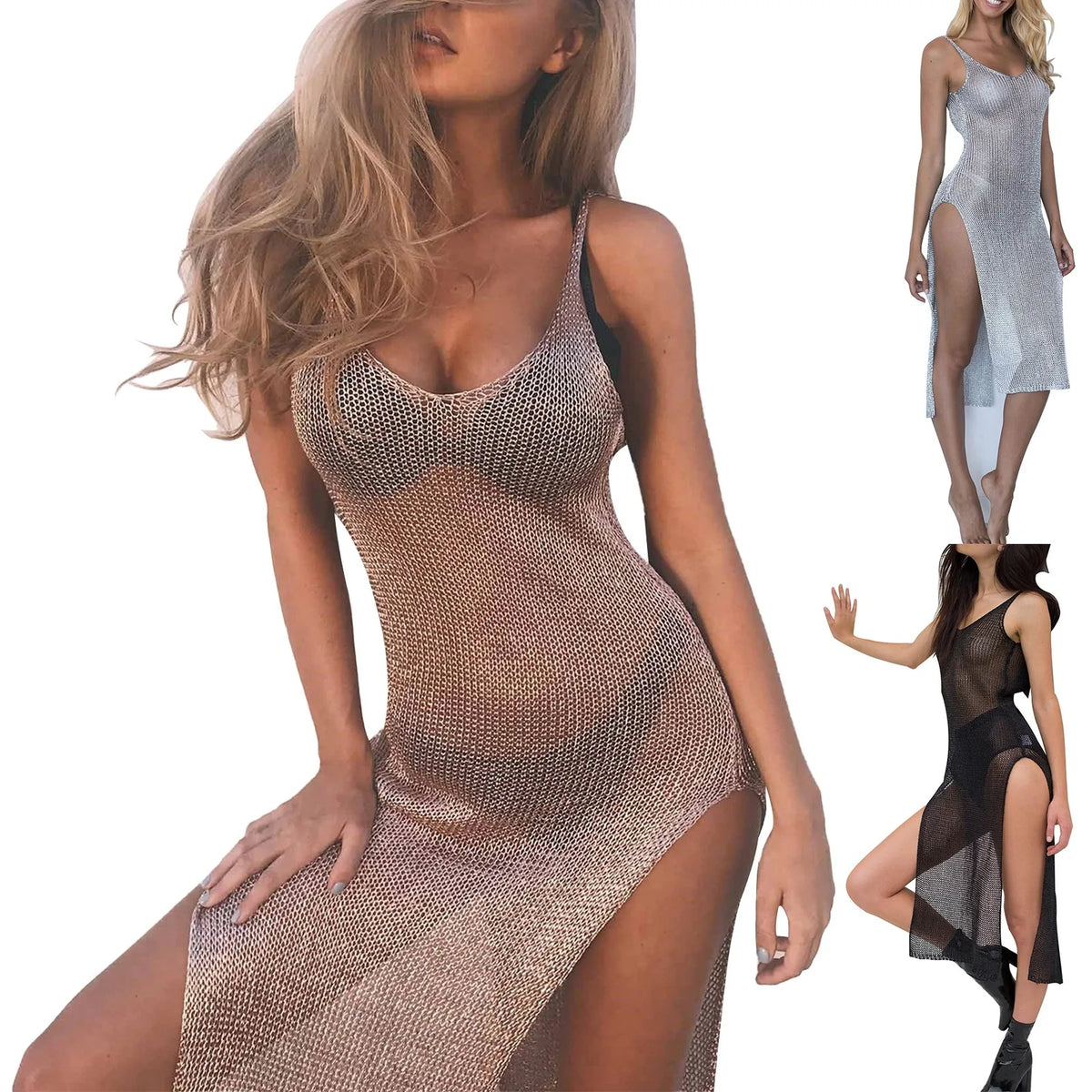 Mesh Cover Up Tunic Bikini Top Women'S Hollowed Out Beach Smock Holiday Beach Bikini Outside Smock Kostium Kapielowy Damski