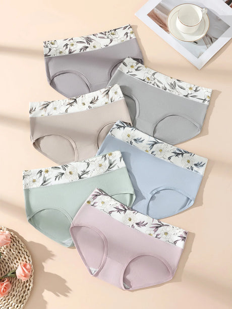 6Pcs Womens High Waist Cotton Briefs Soft Comfortable Breathable Tummy Control Butt Lift Shaping Underwear