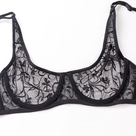 Plus Size Sexy Lace Bras For Women Underwired BH Hollow Out Bra Bralette Womens Underwear Delicate Embroidery Lingerie Brassiere