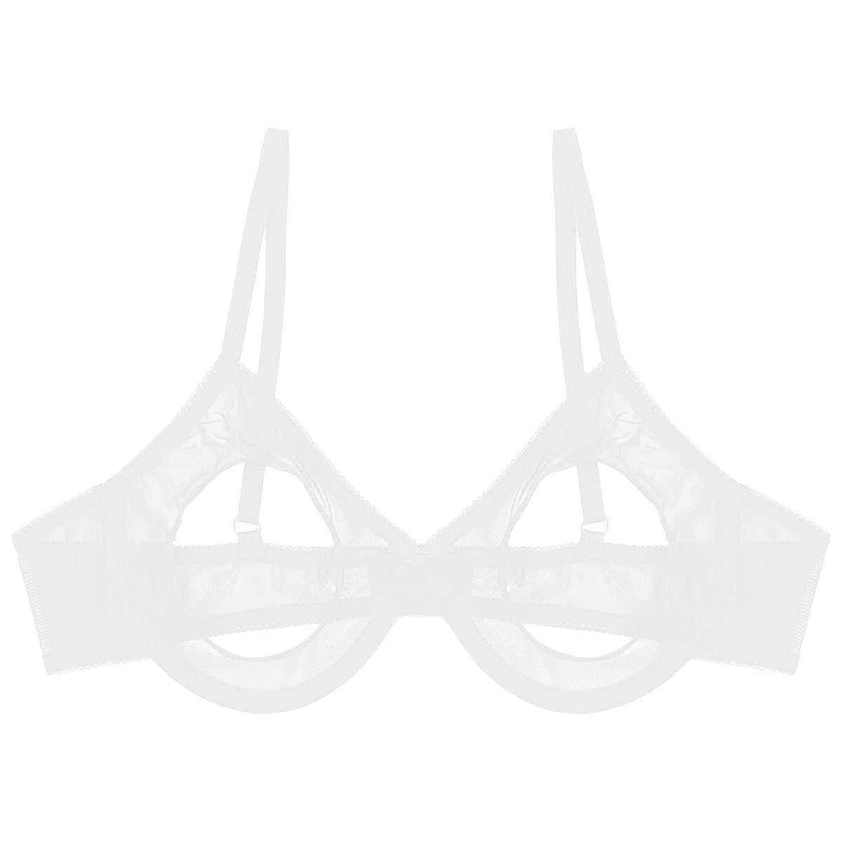 Women's Sheer Mesh Hollow Out Open Nipples Underwired Bra Tops Push Up Unlined Bralette Bra Sexy Brassiere Balconette Underwear