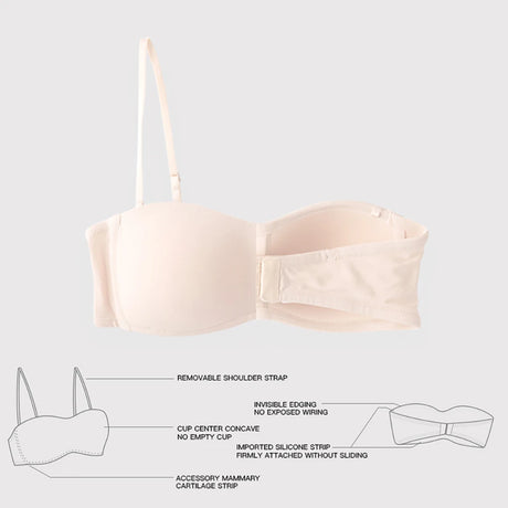 2 PCS Women Solid Invisible Bras Strapless Bralette 1/2 Cup Underwear Female Seamless Party Wedding Bra Sexy Lingerie
