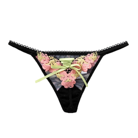 Women Underwear Sexy Lace Strap Embroidery Hollowed Out Seamless Lingerie Adjustable Thong See Through Lace Thongs Panties