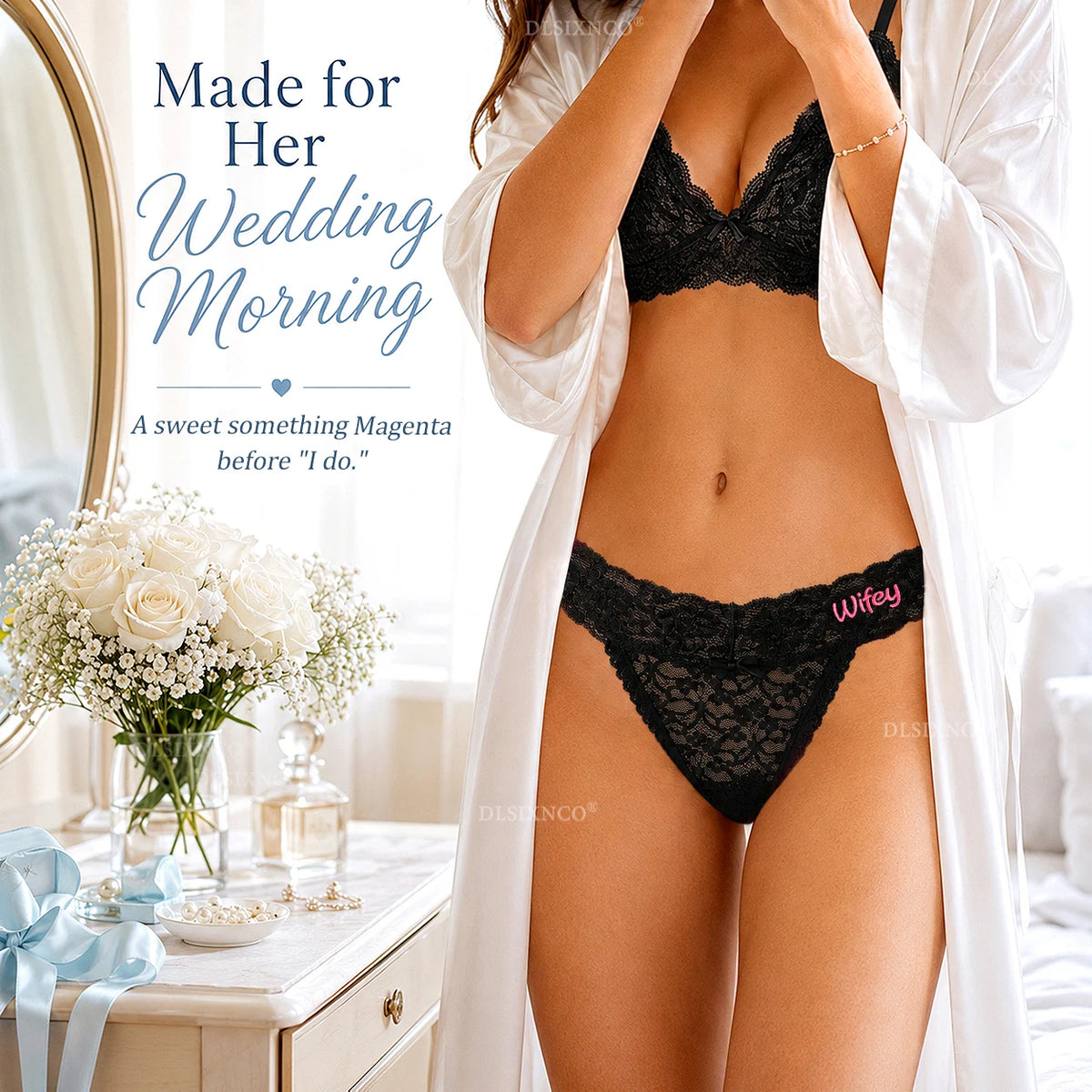 Custom Embroidered Name Lace Panties for Women Personalized Letter Bridal Underwear Wedding Honeymoon Gift