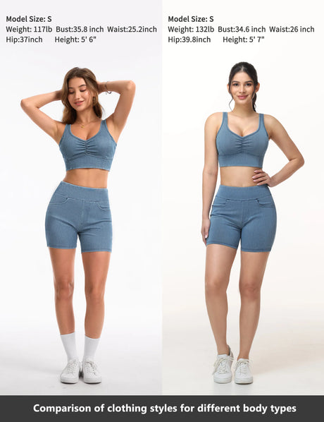 THE GYM PEOPLE Women's High Waisted Booty Lifting Denim Shorts Stretchy Pull on Jean Shorts With Pockets