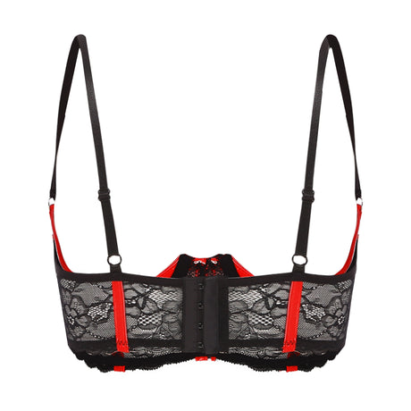 Womens Sexy Open Cup Underwired Bra Patent Leather See-through Floral Lace Brassiere Exposed Nipple Lingerie Underwear Nightwear