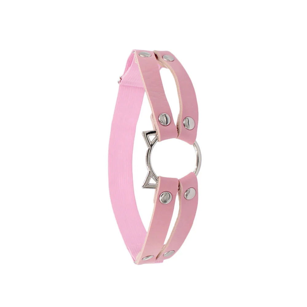 Cosplay Gothic Thigh Ring Garter Women Rock Sexy Elastic Double Layer Leather Belt Leg Punk Cat Head Thigh Garter