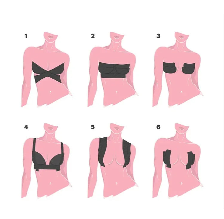 1-6pcs Boob Tape Breast Nipple Covers Push Up Bra Invisible Lift Tape Adhesive Bras Intimates Pasties Accessorie Bust Tape Women