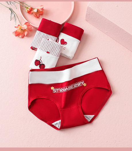 High Waist 4Pcs/Set Cotton Panties Women Body Slimming Underwear Breathable Cute Young Girls Briefs Female Lingerie