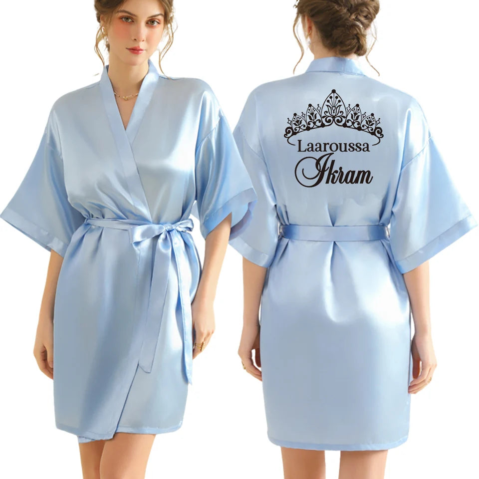 Personalized Robe for Bride Bridesmaid with Name and Date Birthday Party Gown Add Any Text Bathrobe - Customizable Gifting