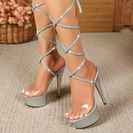 New Exotic Dancer 15cm Open Toe Platform Sandals 6Inch Elegant Bride Strip Pole Dance Sexy Fetish Cross Dressing Big Size Queen