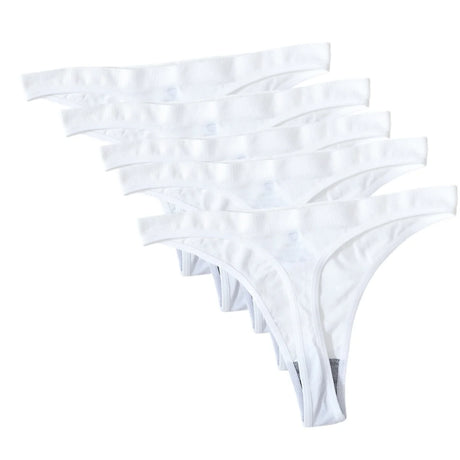 5Pcs/Set Women Brazilian Panties High Waist Thongs G-string Female Underpants Solid Color T-back Underwear Sexy Lingerie M-XL