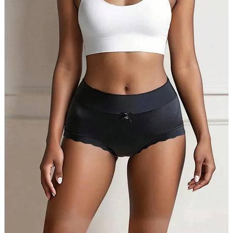 6pcs Women's Seamless Luxury Satin Briefs Mid-Waist Ruffle Mulberry Silk Butt-Lifting Panties Skin-Friendly Crotch, Sexy, Stretchy UnderWear for Women Plus Size