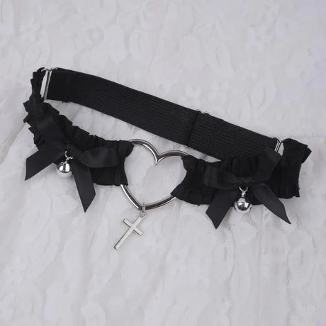 Y1AC Garter Belt for Cross Pendant Bowknot Leg Ring Thigh Sexy Harajuku