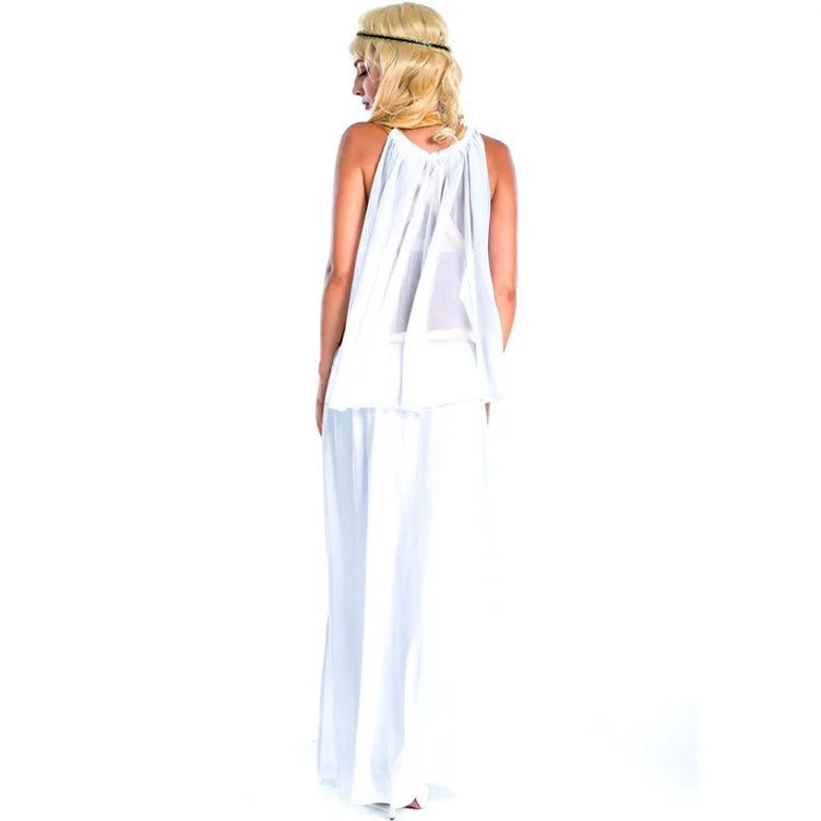 Ancient Egyptian Queen Inspired Ankha Cosplay Costume Set, White/Black Goddess Dress Gold Accents for Halloween & Themed Parties