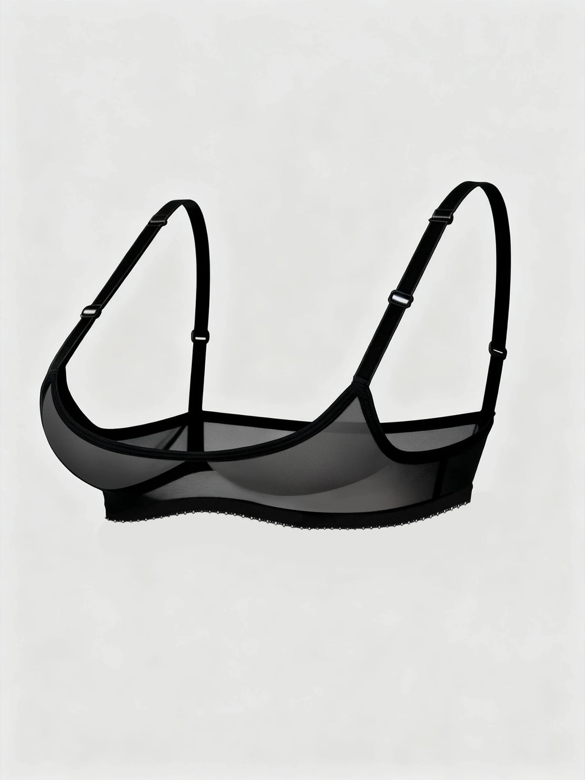 Ladies' sexy 1/4 Cup Mesh Bra, Sheer Wireless Breathable Balconette Bralette Top