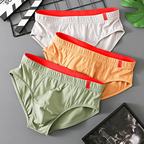 1/3 PCS Solid Cotton Briefs Men's Convex Pouch Panties Youth Fasion Low Rise Breathable Men's Comfortable Underwear Solid Color