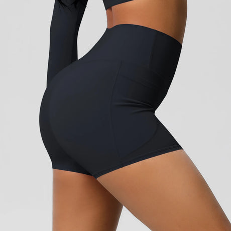 Solid Color Yoga Pants With Pockets Quick Drying High Waisted Gym Push Up Yoga Shorts for Woman Breathable Workout Fitness Short