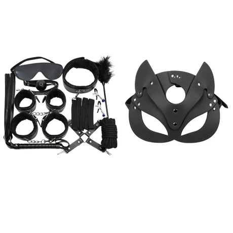 Full Face Mask PU Leather Cat with Binding Straps Set for Couple Sexy Head Cover Product Interest
