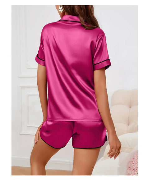 Luxury Satin Silk Women's Pajamas Set Short Sleeve Sleepwear Leisure Home Clothes Nightwear Comfortable Pyjamas for Women Pj Set