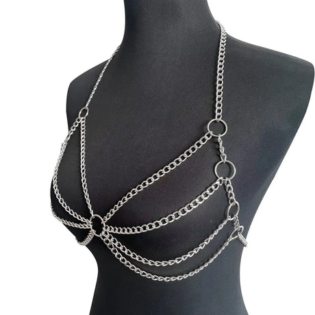 Metal Body Chain Bra Harness Sexy Chest Chain Beach Body Jewelry For Women 2025 Rave Accessories