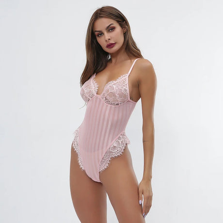 Jumpsuit Exotic Costumes Patchwork Women Spring Summer Colors Lace Bodysuit Women Floral Pantyblouse Transparent Sexy