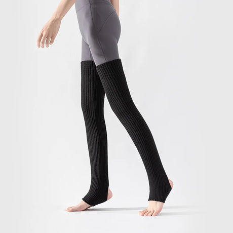Women's Yoga Thigh-high Leg Warmers with Leg Protection, Long Tube Leg Coverings, Foot-stretching Knee-length Socks
