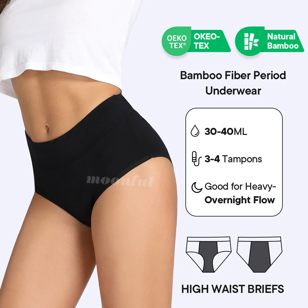 Menstrual Panties Woman Super Absorbent Menstrual Panties High Waist Bamboo Fiber Leakproof Menstruation Period Underwear Girl