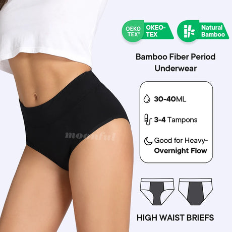 Menstrual Panties Woman Super Absorbent Menstrual Panties High Waist Bamboo Fiber Leakproof Menstruation Period Underwear Girl