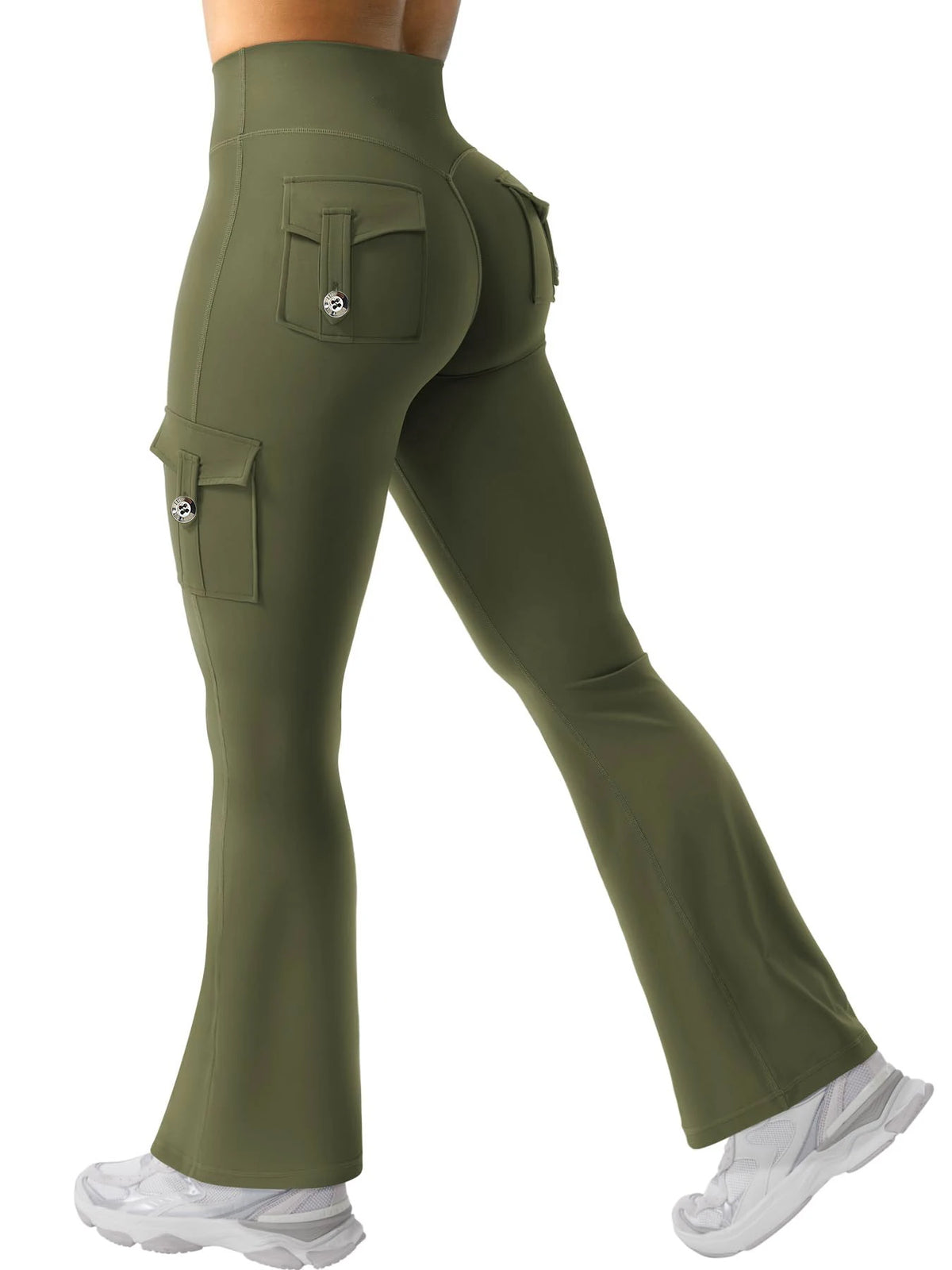 Essential Women's Fitness Pants: High-Waisted Flared Workout Pants with Pockets, Shaping and Tummy-Control Fitness Pants.
