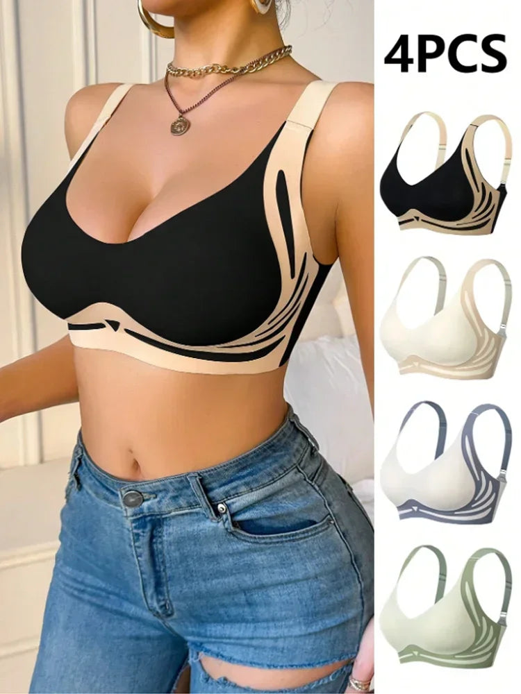 3Pcs/Set Women's Push-up Gather Wireless Bra Women Gathered Up Soft Support Adjustable Underwear Anti-sagging Seamless Bra M-2XL