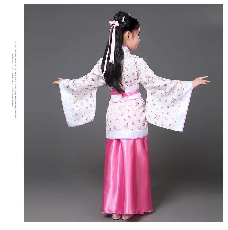 chinese Folk Dance new year clothes traditional hanfu for girls kids dragon dress ancient Stage Carnival costume Clothing skirt