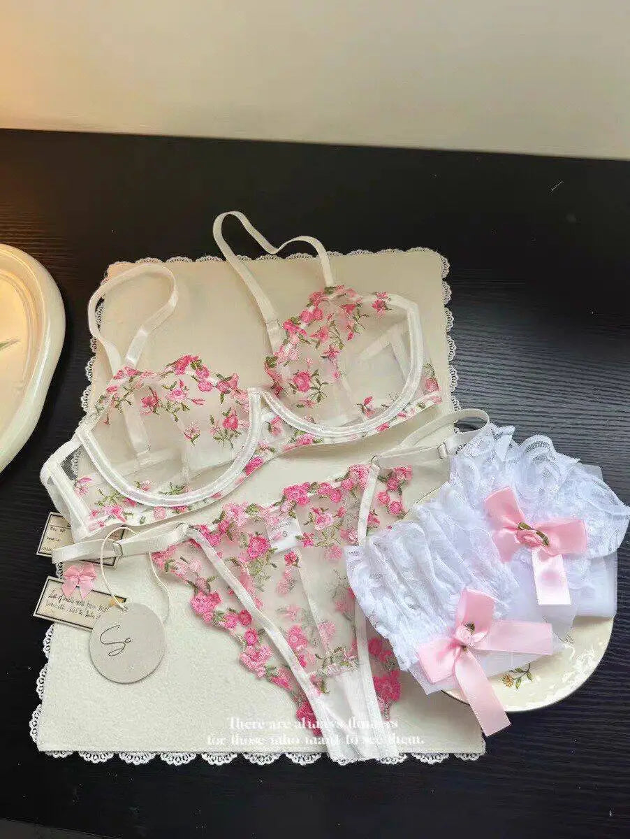Sexy Sheer Lace Flower Embroidery Underwire Bra for Women, Large Breast Minimizer Anti‑Sagging Comfort Everyday Wear YEMOMO S‑XL