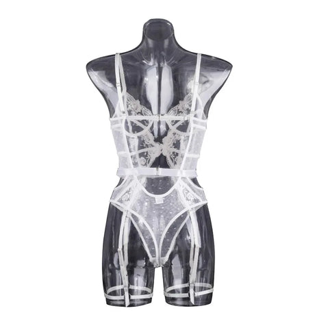 Toucheart Lace Sexy Skinny Babydoll Bodysuit Embroidery Erotic Private Adult Suit Solid Color Patchwork High Waisted Sexy Set
