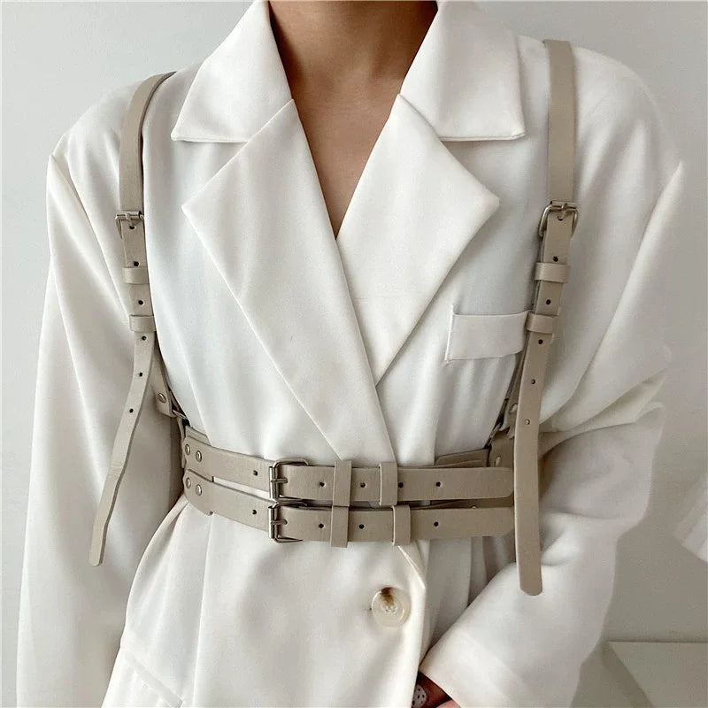 Women Fashion Harness Pu Leather Studded Decor Harness Adjustable Harness Belt Gothic Harness Bondage Lingerie Chest Harness