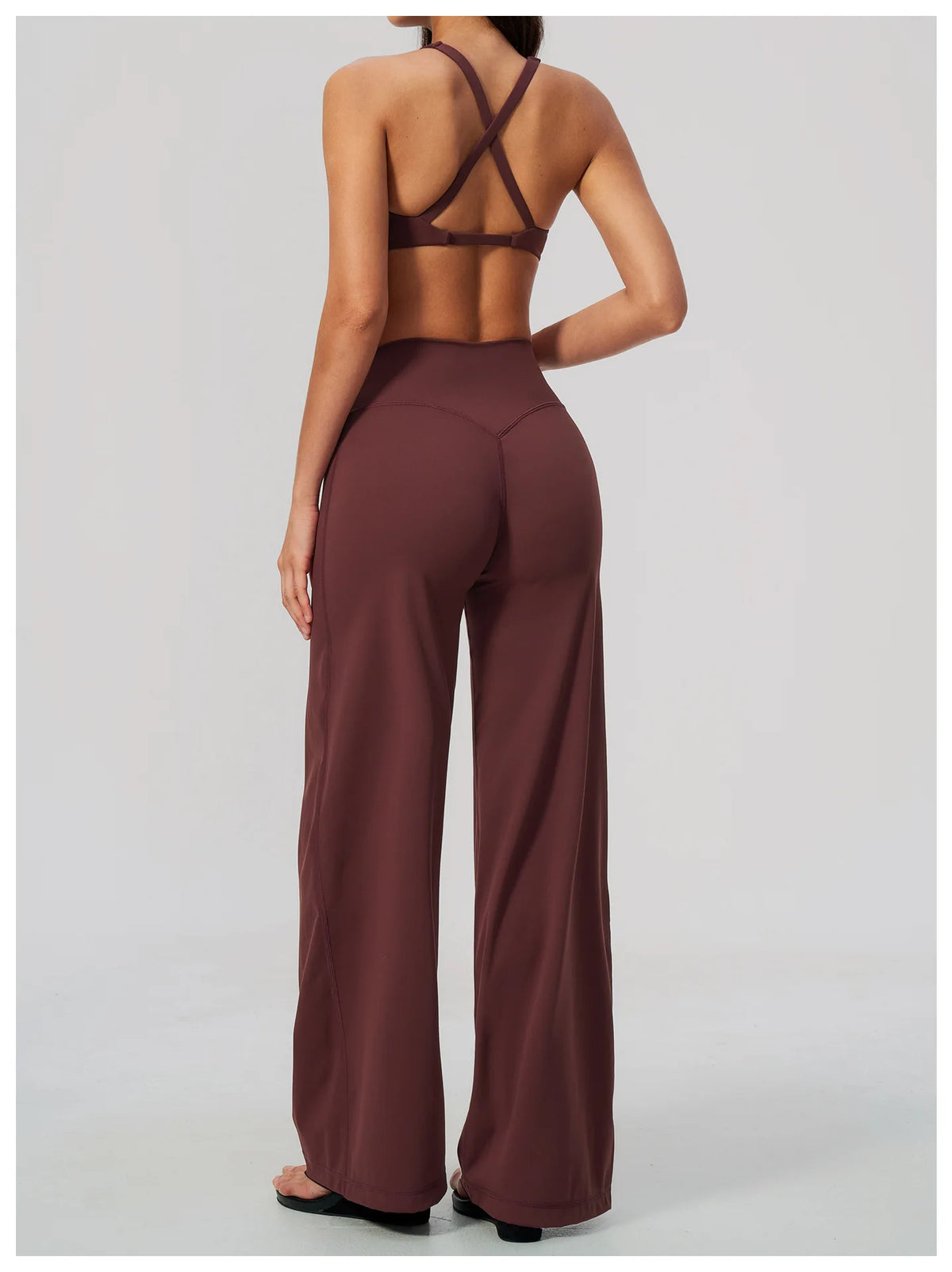 Women's 2/3Pcs Yoga Set Zip Jacket Sports Bra Cross Back Wide Leg Flare Pants Push Up Gym Set Workout Running Fitness Activewear