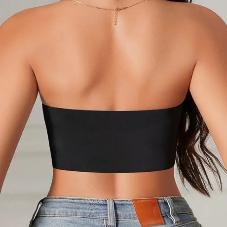 Women's Strapless Seamless Bra – Front Button, No Padding, Non-Slip Half Cup Silicone Underwear