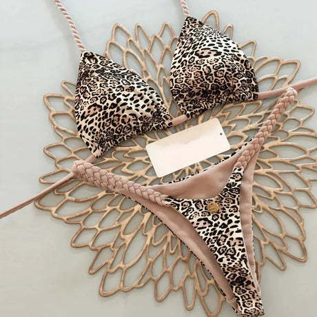 New Bikini Women Swimsuit Beach Vacation Swimwear Leopard Printed Sexy Bikini Set Beachwear Swimsuit Thong Bathing Suit Biquinis