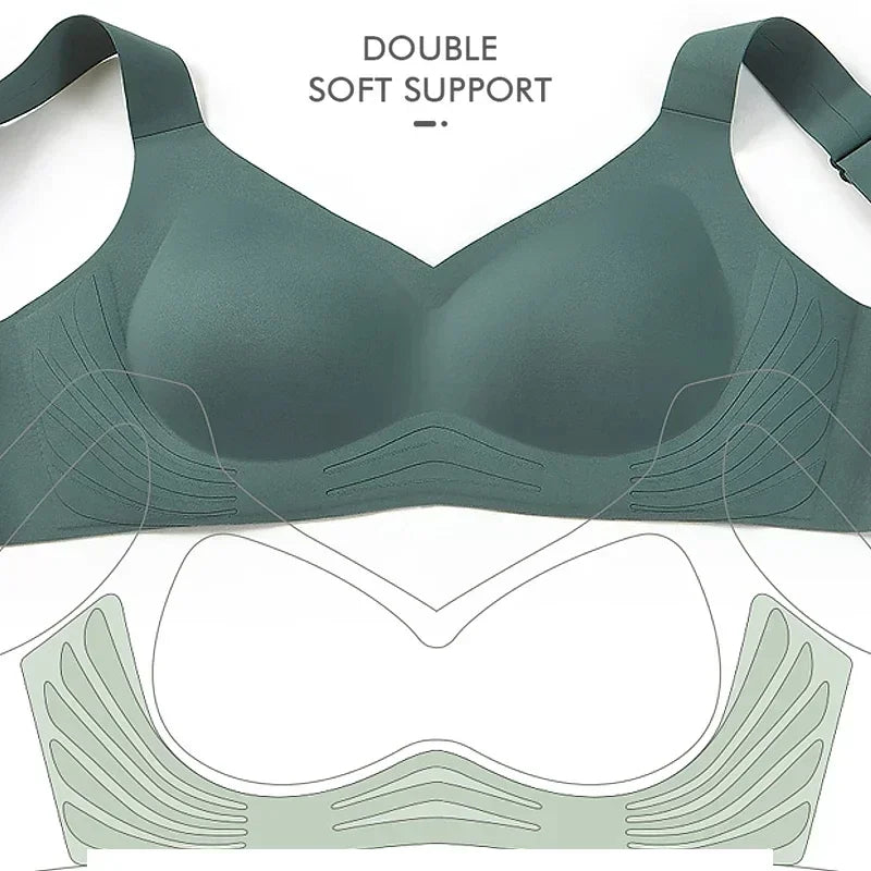 SUJIIN Wireless Seamless Bras for Women Minimizer Invisible Padded Push Up Bras Comfort Soft Support Anti-sagging Bralette Bh