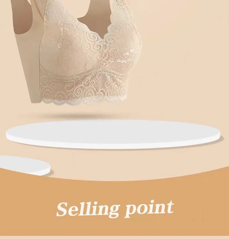 WomenBeautiful Back Bra Large Size Fat Mm Bra Gathered and Traceless Thin Cotton Strapless Underwear Without Steel Ring Vest