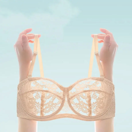 Mesh Thin Lace Transparent Bra Close-fitting Shockproof Seamless Invisible Bra Anti-sagging Lingerie Push Up Underwear Wedding