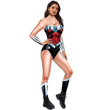 Zawaland Justice Wonder Costume Woman Cosplay Movie Bodysuit Party Sexy Jumpsuit Superwoman Stage Performance Zentai Outfits