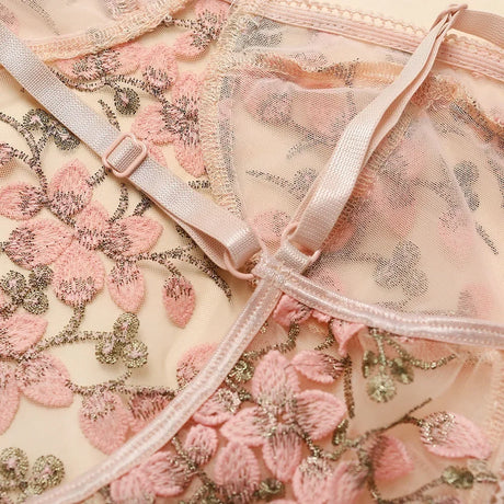 Porn Suit Floral Lace Embroidery Bodysuit Women Sexy Lingerie Bandage See Through Deep V Backless Body Suit Exotic Underwear
