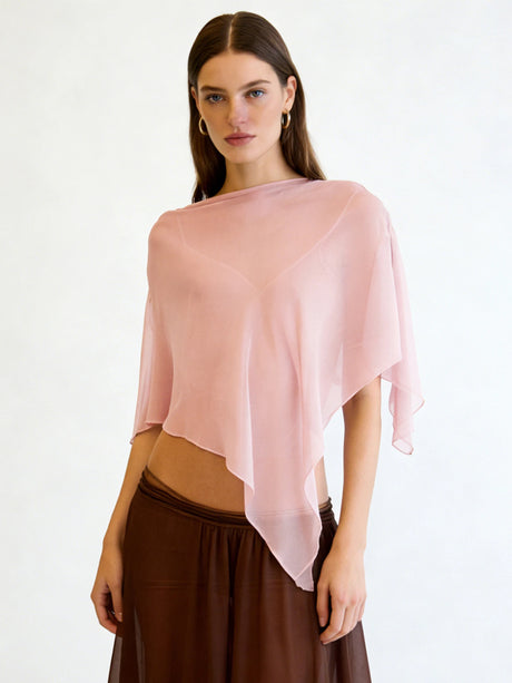 Sheer Poncho Top for Women Asymmetrical Mesh Shawl Wraps See Through Chiffon Capelet Evening Dress Wedding Cover Up