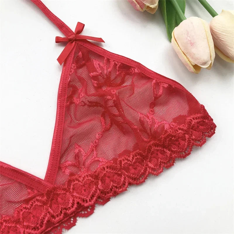 Name Custom Crystal Letter Thong Lace Tie Neck Bikini Bra Panties Sexy Personalized Name Low Waist G-String Underwear Bra Set