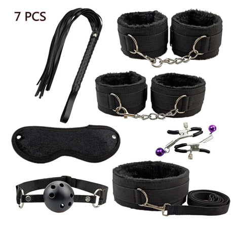 Adult Game Sex Products BDSM Bondage Set Metal Anal Plug Fox Tail Handcuffs Whip Gag Sex Shop Erotic Sex Toys For Couples Women